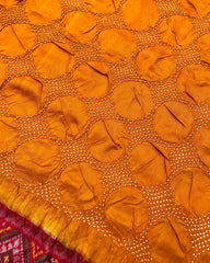 Yellow Ganga Jamuna Flower Design Pallu Patola Bandhej