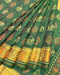 Green Narikunj Doted Designer Patola Saree