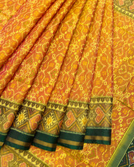 Green & Yellow Mix Designer Patola Saree