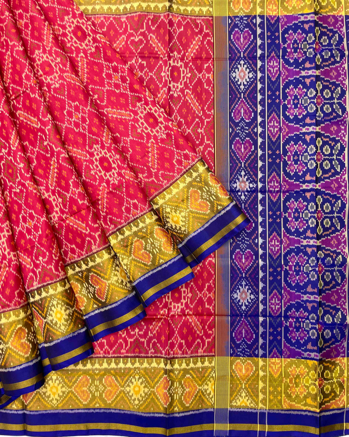 Blue & Red Manekchowk Designer Patola Saree