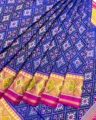 Pink & Blue Panchanda Designer Patola Saree