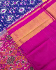 Pink & Blue Panchanda Designer Patola Saree