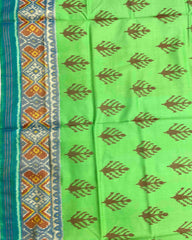 Sky Blue & Parrot Green Fancy Leaves Patola Saree