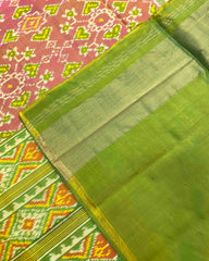 Green & Peach Naratan Designer Patola Saree