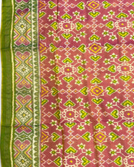 Green & Peach Naratan Designer Patola Saree