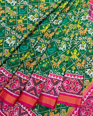 Pink & Green Narikunj Designer Patola Saree