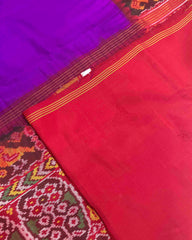 Red & Purple Plain Patola Saree