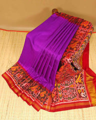 Red & Purple Plain Patola Saree