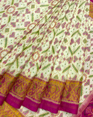 Pink & Off White Manekchowk Designer Patola Saree