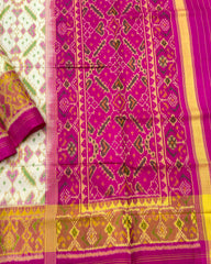 Pink & Off White Manekchowk Designer Patola Saree