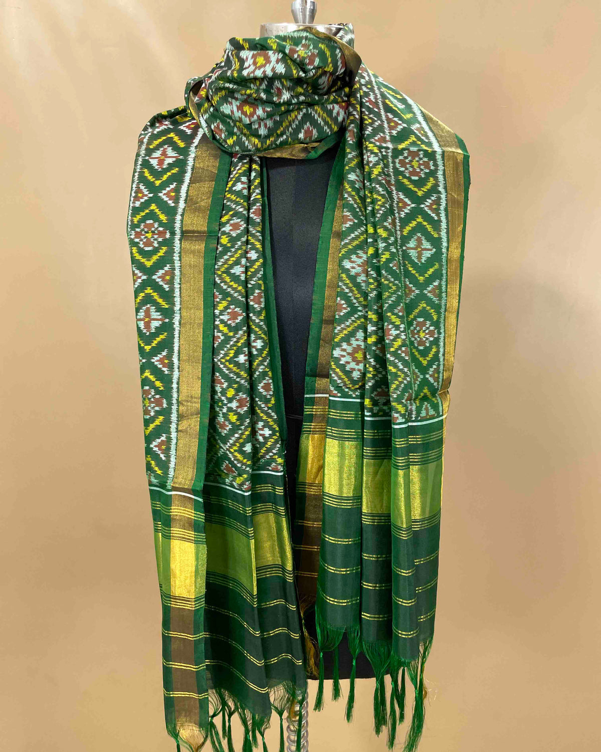 Green Panchanda Designer Patola Dupatta