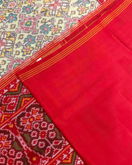 Red & Light Pista Navratan Designer Patola Saree