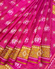 Pink Narikunj with Doted Panchanda Designer Patola Saree