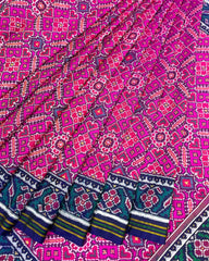 Blue & Pink Manekchowk Designer Patola Saree