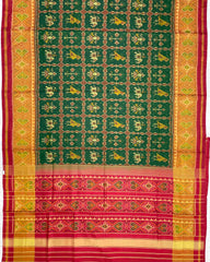 Red & Green Narikunj Designer Patola Saree