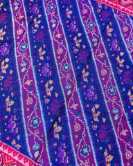 Pink & Blue Leaves Leheriya Patola Saree