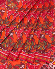 Red & Orange Big Chhabdi Traditional Figure Designer Patola Saree