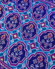 Blue & Purple Big Figure Flower Designer Patola Saree