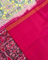 Pink & Light Yellow Navratan Designer Patola Saree