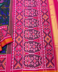 Pink & Blue Star Figure Narikunj Designer Patola Saree