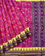 Purple & Pink Leaves Fancy Patola Saree