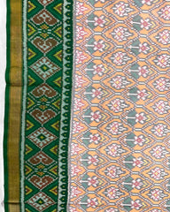 Green & Orange Flower Designer Patola Saree