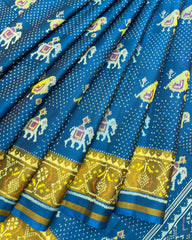 Rama Blue Narikunj Doted Designer Patola Saree