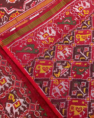 Red & Maroon Star Narikunj Designer Patola Saree