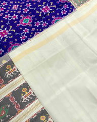 White & Blue Navratan Designer Patola Saree