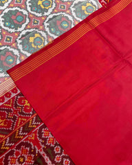 Red & White Circle Flower Designer Patola Saree