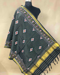 Black Doted Panchanda Patola Dupatta SindhoiPatolaArt