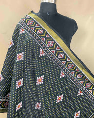 Black Doted Panchanda Patola Dupatta SindhoiPatolaArt