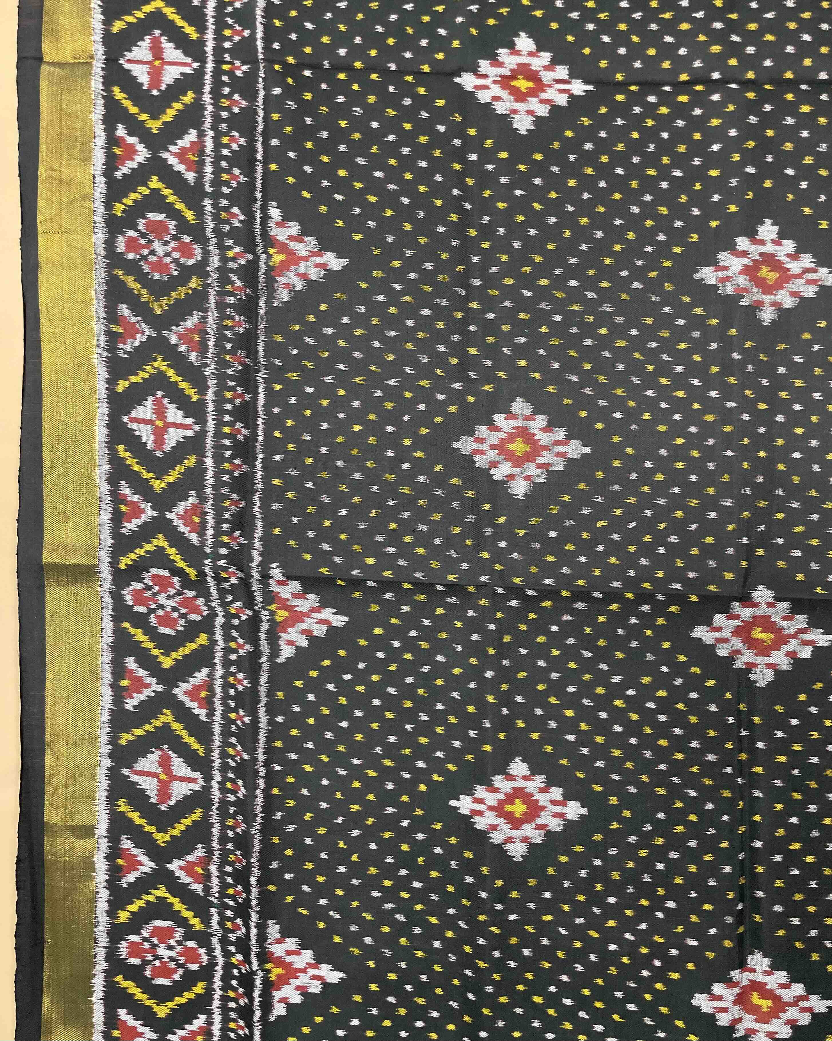 Black Doted Panchanda Patola Dupatta SindhoiPatolaArt