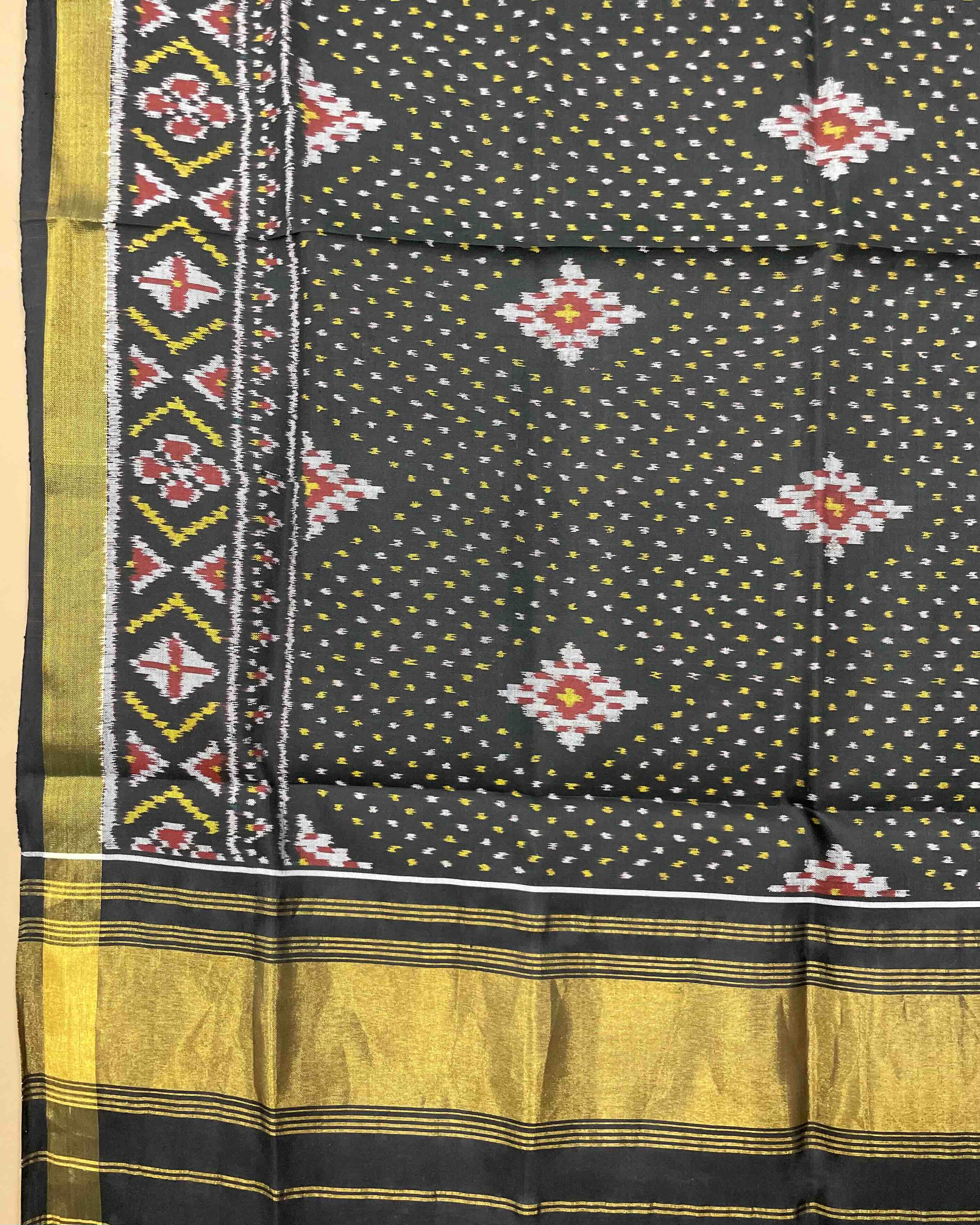 Black Doted Panchanda Patola Dupatta SindhoiPatolaArt