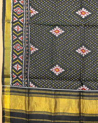 Black Doted Panchanda Patola Dupatta SindhoiPatolaArt