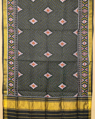 Black Doted Panchanda Patola Dupatta SindhoiPatolaArt