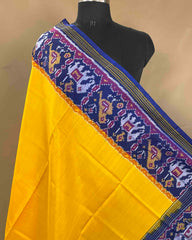 Blue & Yellow Plain Patola Dupatta