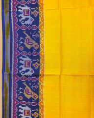 Blue & Yellow Plain Patola Dupatta