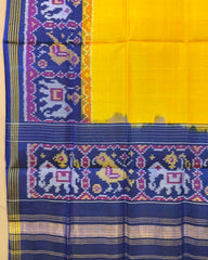 Blue & Yellow Plain Patola Dupatta