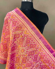 Peach Pink Manekchowk Patola Stole