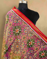 Red & Pink Navratan Tissue Patola Dupatta