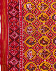 Red & Yellow Circle Narikunj Patola Saree