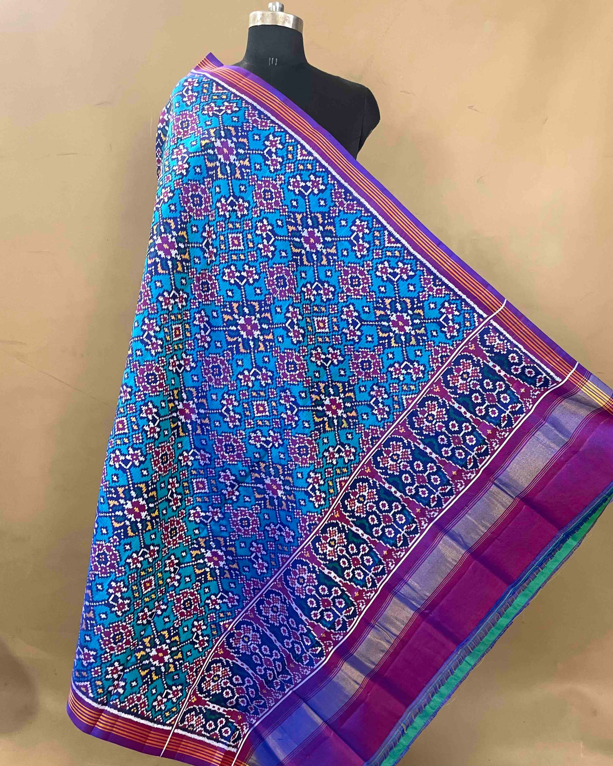 Purple & Firozi Blue Navratan Patola Dupatta