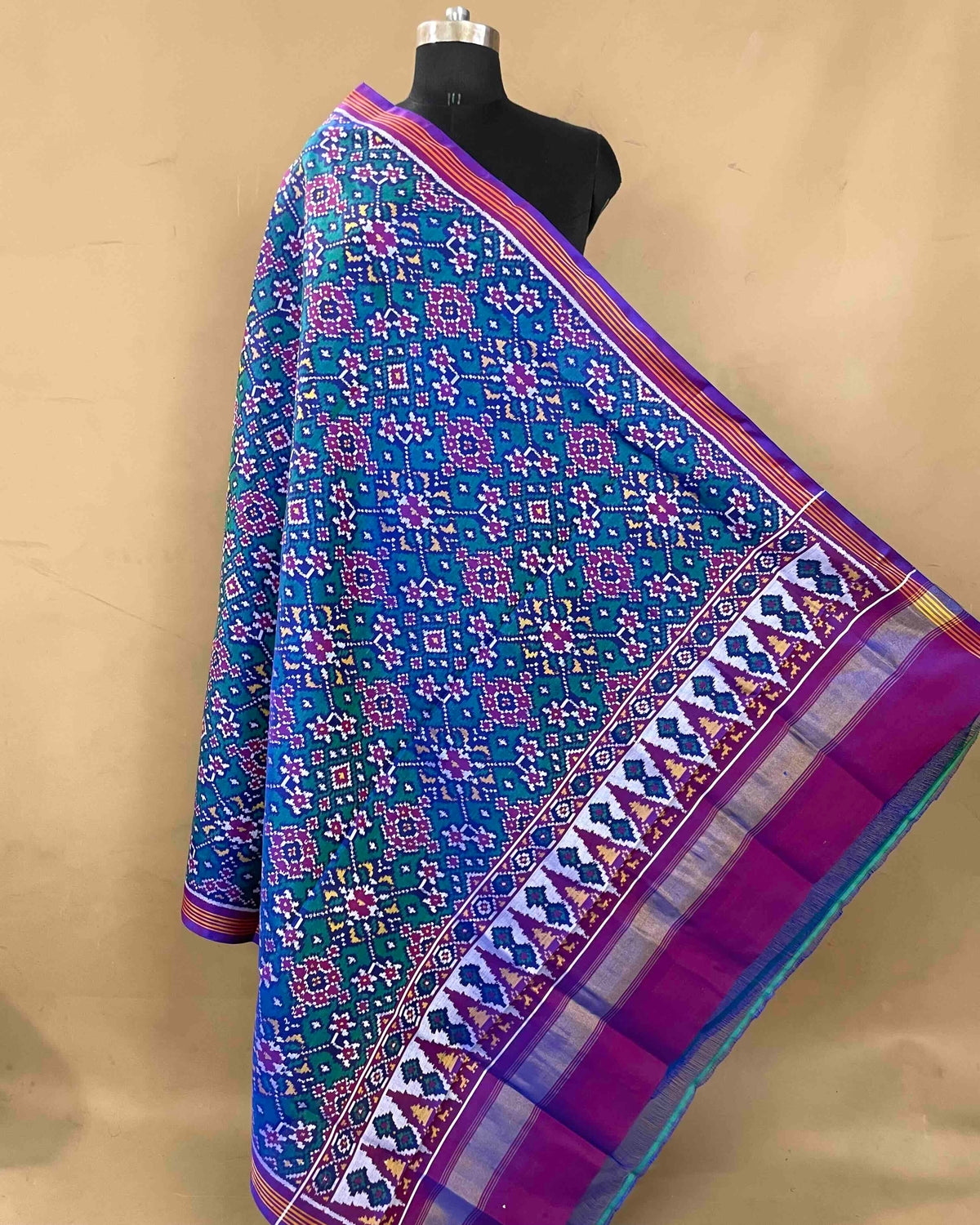 Purple & Turquoise Navratan Patola Dupatta