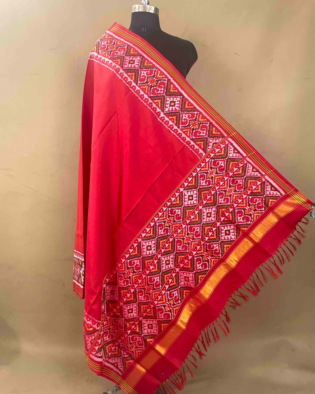 Red Plain Patola Dupatta