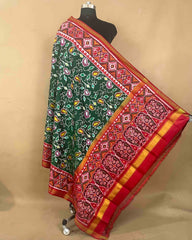 Red & Green Fancy Leaves Patola Dupatta