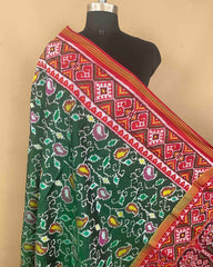 Red & Green Fancy Leaves Patola Dupatta