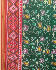 Red & Green Fancy Leaves Patola Dupatta