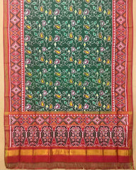 Red & Green Fancy Leaves Patola Dupatta