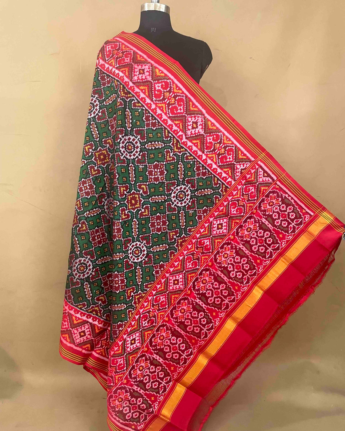 Red & Green Manekchowk Patola Dupatta